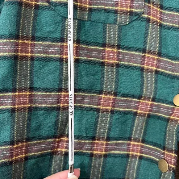 Zaful Green Plaid Hooded Flannel Jacket - Picture 4 of 4